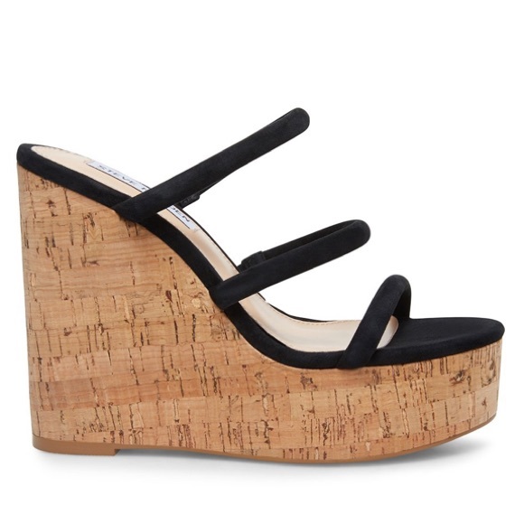 Steve Madden Shoes - [Steve Madden] Summer Black Suede Wedge